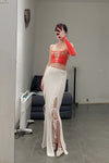 SWAYING/KNIT Japanese paper furry maxi skirt SW22SSB22 white